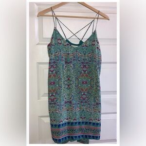 Anthropologie Maeve Teal and Pink Floral Dress